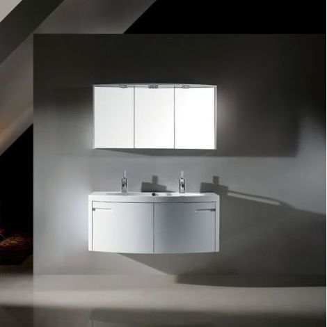 Bagno Italia Mobile Arredo Bagno 120cm sospeso moderno bianco con doppio miscelatore e specchio contenitore Mobili arredi 1 (1/5)