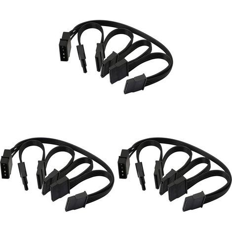 3X 4 Broches IDE 1 à 5 15 Broches Cable RéPartiteur D'Alimentation de Disque Dur pour Bricolage Disque Dur PC Sever 18AWG Puissance (1/2)