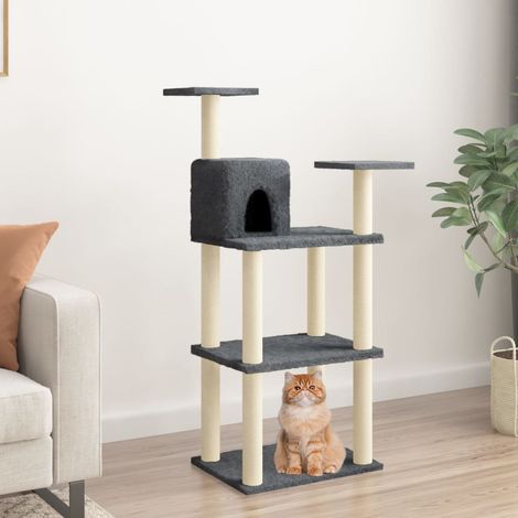 Arbre à chat,Tour à chat tout-en-un avec griffoirs en sisal Gris foncé 119 cm -BN3272 (1/4)