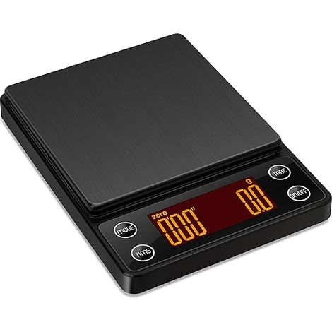 Präzisions-Espressowaage, 3 kg/0,1 g, tragbar, wiederaufladbar, automatische Tara-Funktion und intelligenter Wasserdurchfluss, ideal für Kaffeeliebhaber und Baristas (schwarz)