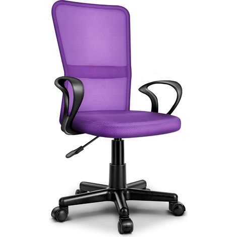 TRESKO Sedia da ufficio viola, sedia girevole, con braccioli e rotelle scorrevoli in plastica, altezza regolabile in continuo, seduta imbottita, vestibilità ergonomica