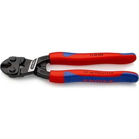 KNIPEX 71 02 200 CoBolt® Tronchese a doppia leva rivestiti in materiale bicomponente, forma affusolata atramentata nera 200 mm
