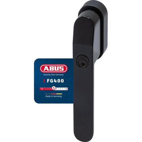 ABUS Maniglia per finestra con serratura FG400 – con cilindro a pressione e chiave – Sicurezza bambini e antifurto – Universale – Livello di sicurezza 5 – Nero (1/5)