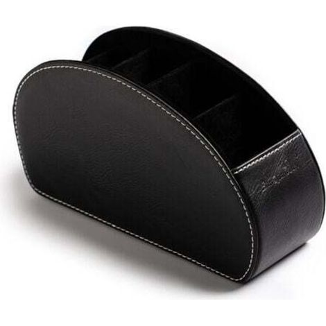 Ahlsen Support de télécommande en cuir PU, organiseur multifonction avec 5 compartiments, boîte de rangement pour télécommandes TV, crayons, pinceaux de maquillage (1/5)
