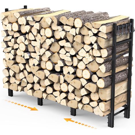 Étagère à Bois De Cheminée En Métal,Range Bûches Extérieur Réglable,114x25x80cm-Support Pour Bois De Chauffage Avec 4 Crochets,Aide à l'Empilage,Pour Intérieur Et Extérieur,Jardin,Cheminée (1/5)