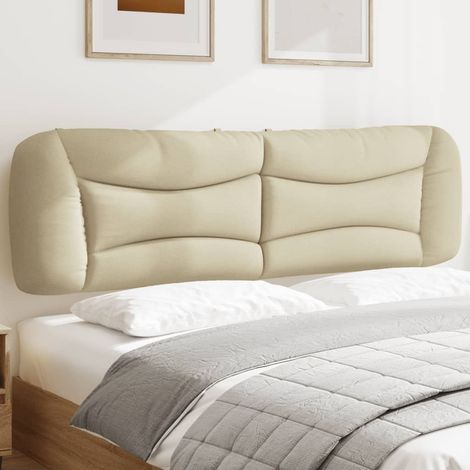 Coussin tête de lit 180 cm crème en tissu polyester à rayures ondulées - PANGIVO (1/5)