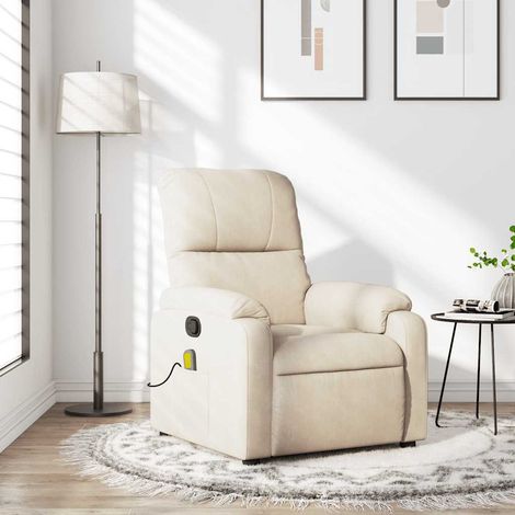 Fauteuil inclinable de massage-Chaise de relaxation-Fauteuil Relax beige tissu microfibre 677327 (1/5)