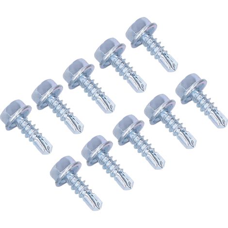 250 vis autoperceuses M4,2 x 13 mm, galvanisées, en acier au carbone, à tête hexagonale (1/5)