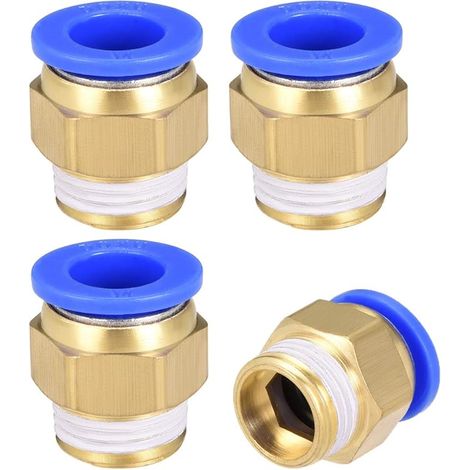 4pcs Raccords pneumatiques droits à connexion rapide G1/2 mâle x 14 mm Tube OD