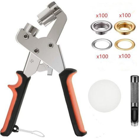 Kit de perforación de ojales de 10 mm con 200 ojales, juego profesional de ojales magnéticos, alicates para ojales, máquina para ojales de tela, lonas y velas de sombra.