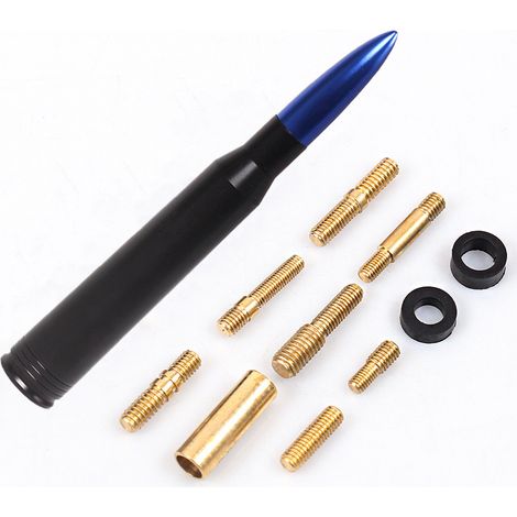 Car modification accessories, decorative roof antenna, bullet antenna, suitable for off-road vehicles, aluminum alloy short antenna - blue (1/4)