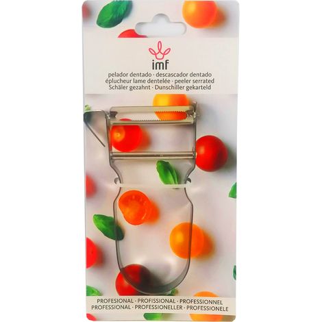 IMF pelador profesional dentado 11x5x1,2 cm 1981 , Pelador profesional dentado.
-Marca: IMF.
-Modelo: 1981.
-Adecuado para pelar patatas, zanahorias, frutas y verduras.
-Fácil limp