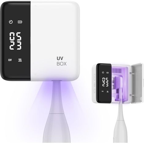 Brosse à Dents Désinfectante UV, Support Brosse a Dent Electrique avec Séchage et Détection Infrarouge, Écran LED Intelligent, Brosse à Dents Portable Rechargeable pour Salle de Bain,Voyage