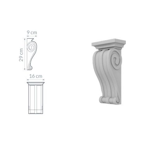Support décoratif W14: orné de volutes et de courbes