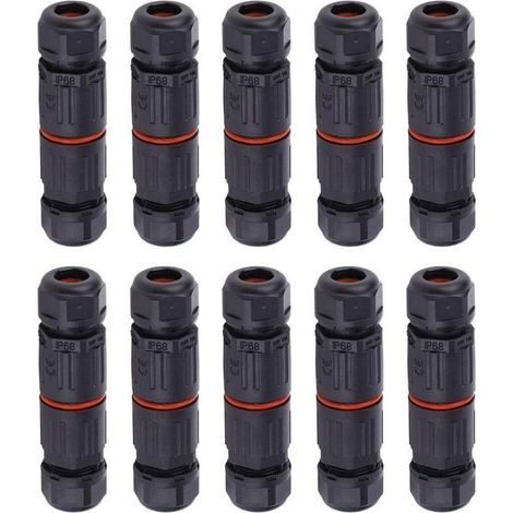 10 unidades Conector de cable eléctrico IP68 impermeable, hembra de 3 pines conectores estancos enchufe exterior empalme conector de cables impermeable (1/4)