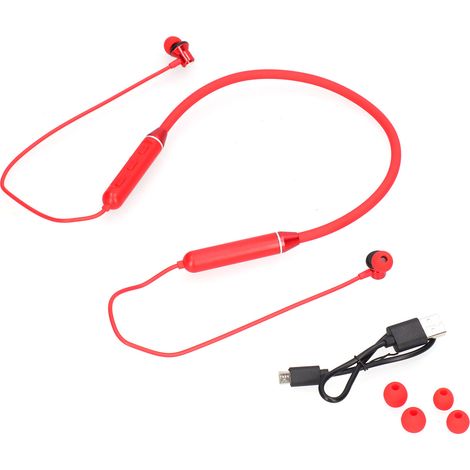 Casque Bluetooth 5.1 sans Fil avec Support de Cou, Réduction de Bruit pour Sport et Téléphone Mobile Rouge (1/5)