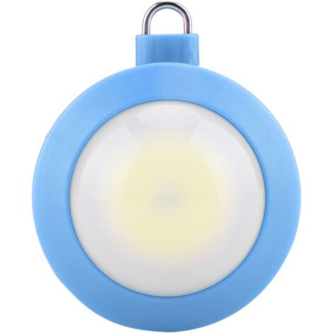 Mini lampe de camping ronde super lumineuse à LED COB, veilleuse d'extérieur avec crochet (bleue)