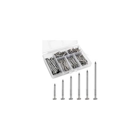 Lot de 480 clous en acier inoxydable 304 (480 pièces) - Clous suspendus pour tableau - 6 tailles (1/5)