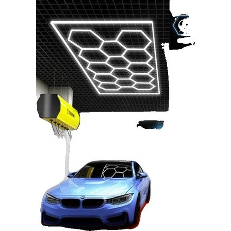 Lámpara de techo LED, diseño hexagonal, bajo consumo energético, 14 pulgadas, color blanco. (1/2)