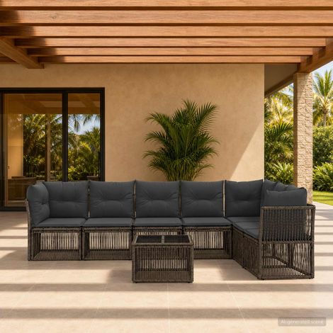 vidaXL Conjunto de sofás de jardín 8 uds. Gris ratán sintético (1/5)