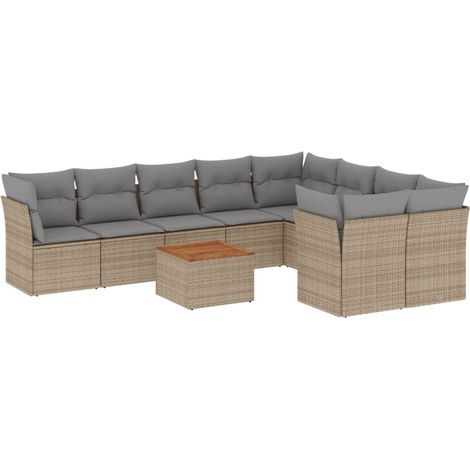 Maison Exclusive - Patio Sofa Set 9 plaza Mezcla beige y gris (1/5)
