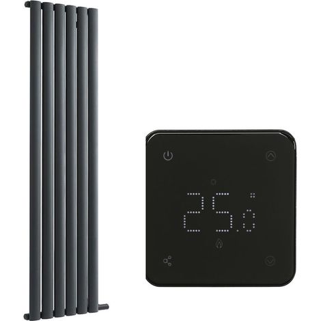 Milano Aruba Ardus Anthracite 1784mm x 354mm Dry Heat Vertical Oval Panel Electric Radiator - Wi-Fi Thermostat (1/5)