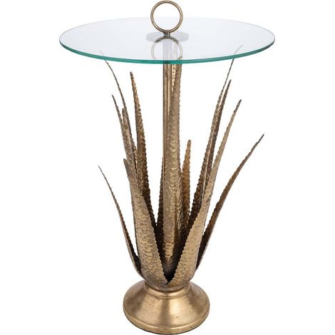 Mesa auxiliar de metal dorada 50x50x85h cm