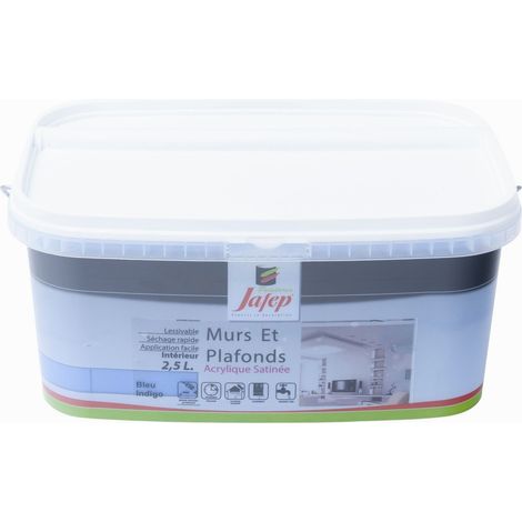 Peinture mur et plafond satinée bleu indigo  2,5L  Jafep (1/5)