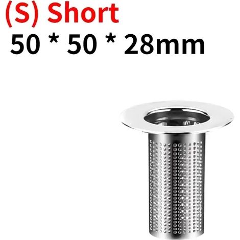 (S) Short-1PC) Stainless Steel Floor Drain Filter Bathroom Washbasin Kitchen Sink Anti-clog Filter Hair Catcher Enduring Shower Leak Net (1/4)
