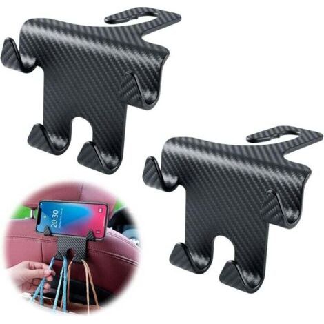 Crochet Appuie-Tête De Voiture Universel - Crochet de Voiture pour Support D'appui-tête, Avec Support de Téléphone pour Téléphone/Sac à Main, Accessoires de Voiture Universels Auto (Noir)