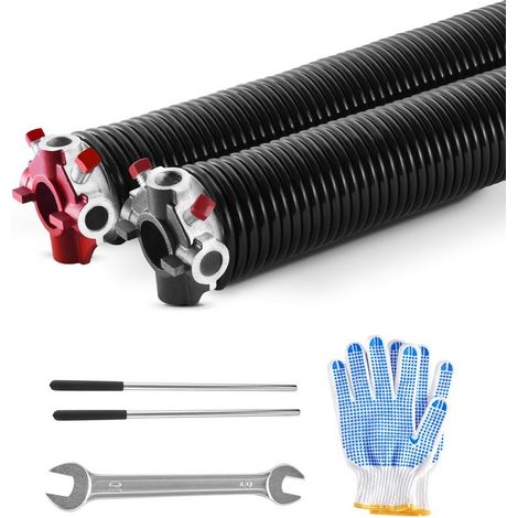 Remplacement durable paire de ressorts de torsion 16000 cycles 5,94x50,8x787 mm avec barres et gants pour porte de garage (1/5)