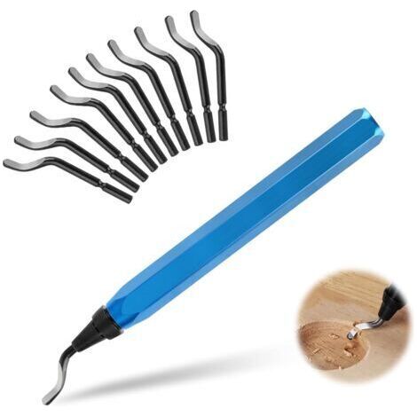 Ebavureur Outil D'ébavurage,Outil d'Ébavurage Manuel,360 ° Rotatif Deburr Lames,Burr Remover avec 10 BS1010 Lames de Rechange,pour l'impression 3D Plastique Aluminium Cuivre et Acier (1/5)