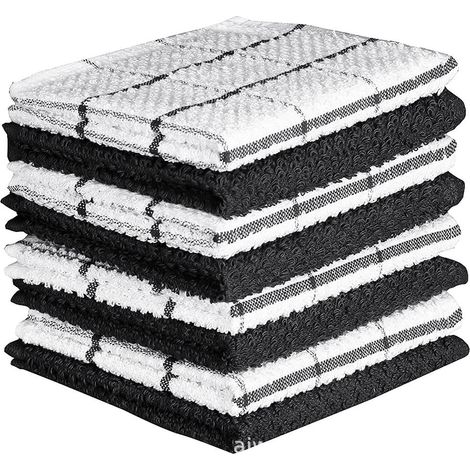 Chiffon À Vaisselle - 100 % Coton - Tissu Gaufré - 30 x 30 cm - Usage Cuisine Intérieur - Lot De 8 (1/5)