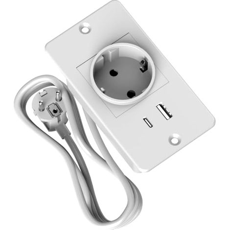 Multiprise encastrée de Petite Taille, Prise de Table avec 1 Type C et 1 USB A, Prise encastrée 3 en 1, multiprise pour Bureau, Maison, Plan de Travail et Table de canapé (1/5)