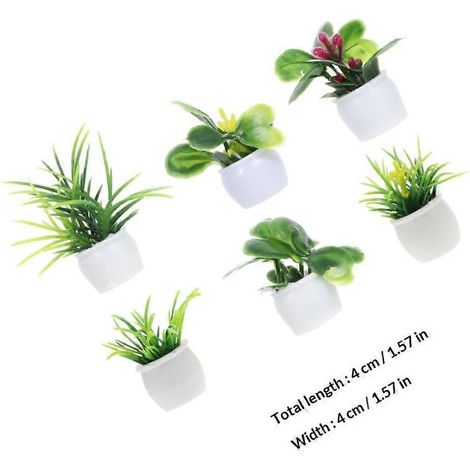 Lot de 6 mini-plantes décoratives miniatures en plastique, figurines de plantes pour la décoration de maison. (1/5)