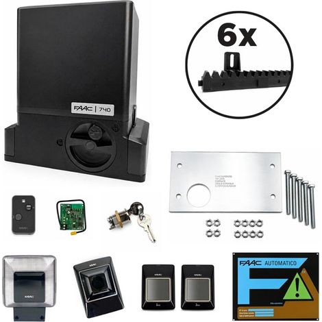FAAC 740 DELTA 2 KIT 500kg con 6mt Cremagliera Nylon Automazione Cancello Scorrevole