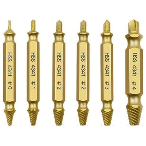 Pair Lntyq 6pcs Kit d'extraction de vis endommagées, extracteur de vis dénudées, extracteur de titane de fil cassé, outils d'entretien de goujon, outil de retrait de vis, extracteur de boulon cassé et