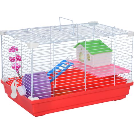 Multi-Level Hamster Cage with Exercise Wheel, Water Bottle, and House - Ideal Habitat for Small Hamsters and Gerbils, Easy to Assemble and Access
