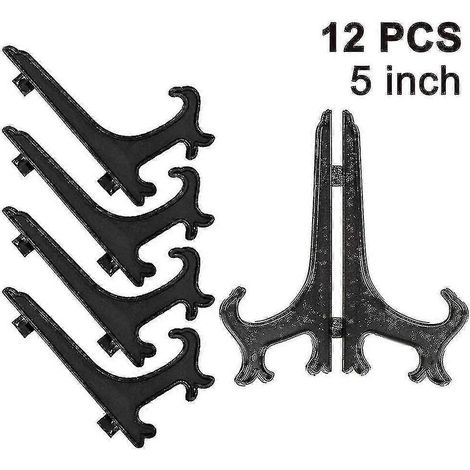 Présentoir à assiettes en plastique transparent de bonne qualité, vendu en vrac (taille, couleur : 5 pouces - noir) (1/5)