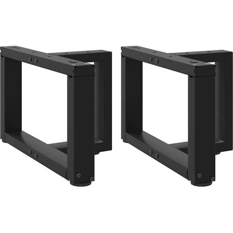 Lot de 2 pieds de table basse en T réglables 50 x 25 x 30 cm robuste design moderne en acier noir