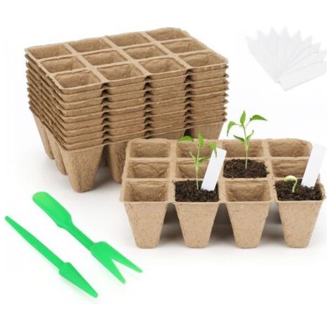 120 Pièces Pot semis biodegradable, Pot de Culture biodegradable, godets pour semis de graines, avec 10X étiquettes pour Plan (1/4)