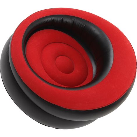 Canapé gonflable floqué, fauteuil gonflable simple pour salon, chambre, coin lecture, bureau, balcon, voyage, rouge (1/5)