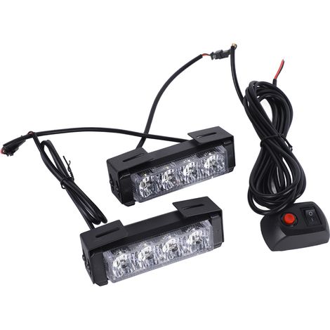 Barre de feux Stroboscopiques 24W 12V 8LED Rouge+Bleu, Lampe Flash Avertissement Haute Luminosité pour Véhicule d'Urgence Sécurité, Signal Danger (1/5)