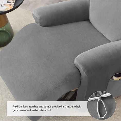 Paryou – Coprisedia in velluto elasticizzato – Set da 4 pezzi, antiscivolo, con tasca laterale – Coprisedia lavabile per sedie da 60 a 100 cm (1/5)