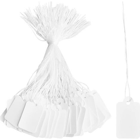 Lot de 500 Étiquettes de Prix en Papier, Petites Étiquettes de Prix Blanche 23 x 14 MM, Mini Étiquettes de Bijoux, Etiquettes de Prix avec Ficelle, pour Vêtements, Bijoux, Bagues (1/5)