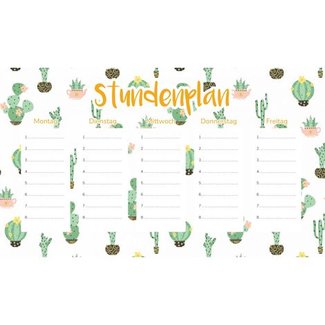 Piano di lezione magnetico Cactus minimalisti 30x17,5 cm