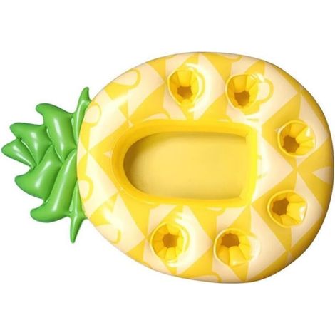 Porte-boisson gonflable 84 x 48 x 16 cm - Bar de piscine pour piscine - Porte-gobelet flottant avec joint poreux - Matériau PVC - Pour adultes et adolescents (ananas)