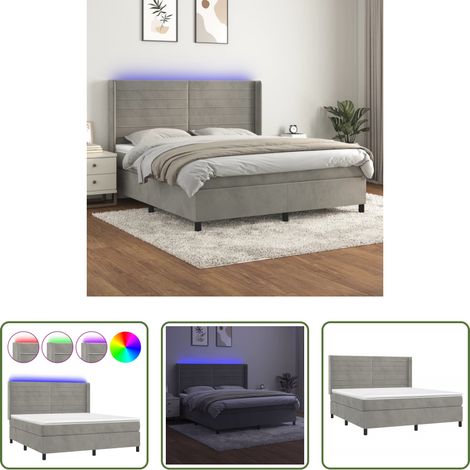 vidaXL Matelas à ressorts ensachés -  Sommier à lattes de lit matelas et LED Gris clair 160x200 cm (1/5)