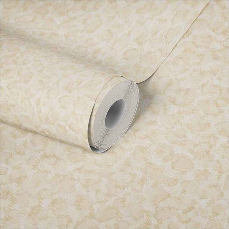 Papier peint motif léopard crème Tapisserie originale beige & crème Papiers peints idéal pour salon et chambre adulte (1/5)