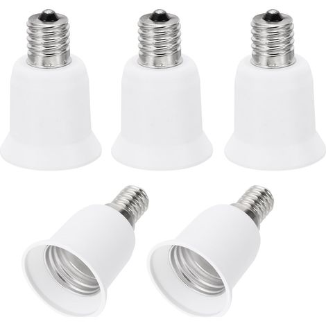 E17 vers E26/E27 Lumière Douille Adaptateur, Adaptateur de douille, 5pcs Lampe Support Conversion Vis Base Convertisseur pour Halogène CFL Lumière Ampoule, Blanc (1/5)